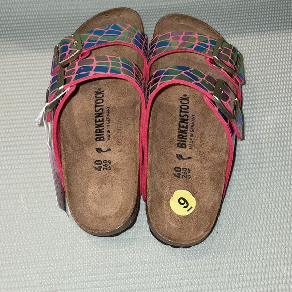 BIRKENSTOCK ARIZONA GATOR GLEAM RASPBERRY 2 BAND SANDALS NWT W40/9 Narrow - Picture 5 of 9